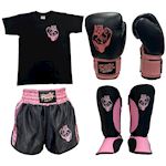 Ronin Tiger-Line Kids Kickboks Set Luxe - zwart/roze